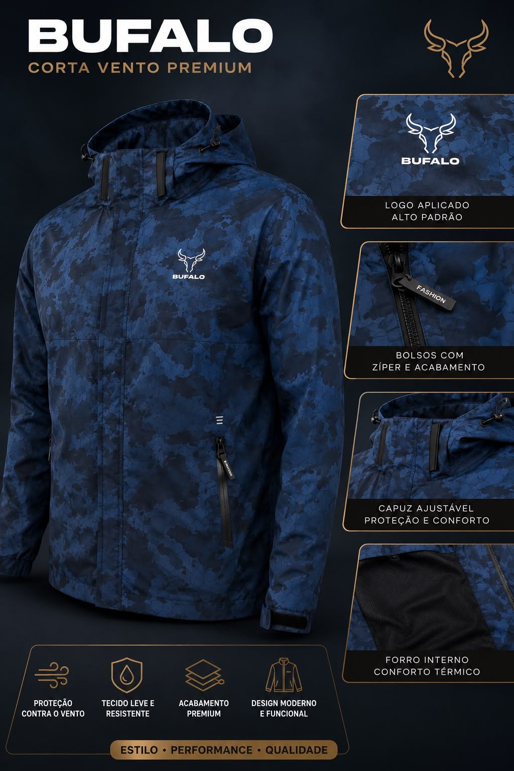 CORTA VENTO CAMUFLADA AZUL