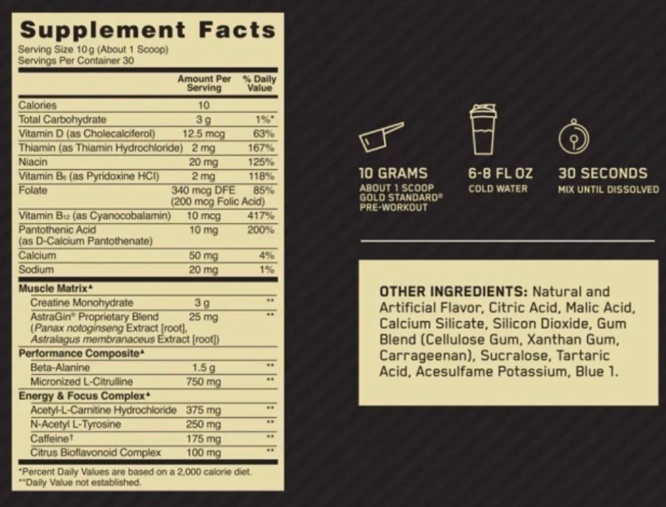 PRÉ TREINO OPTIMUM NUTRITION - 300G