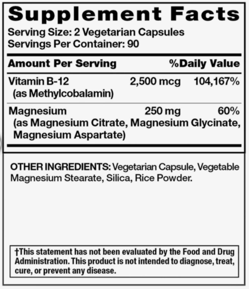 MAGNESIUM BLEND COM B12 - 180 CAPSULES