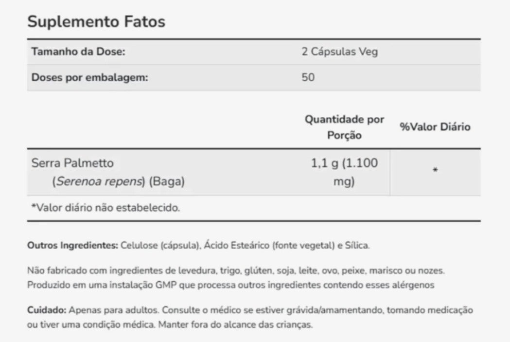 SAW PALMETTO 550MG - 100 CÁPSULAS