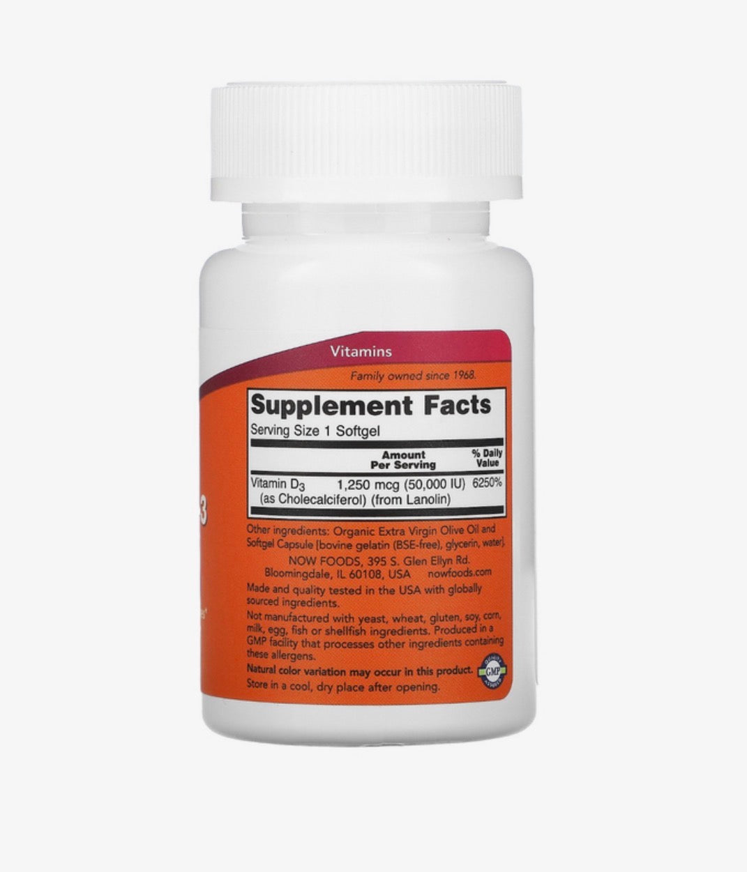 VITAMINA D3 50000UI NOW FOODS 50 CAPSULAS - IMPORTADA