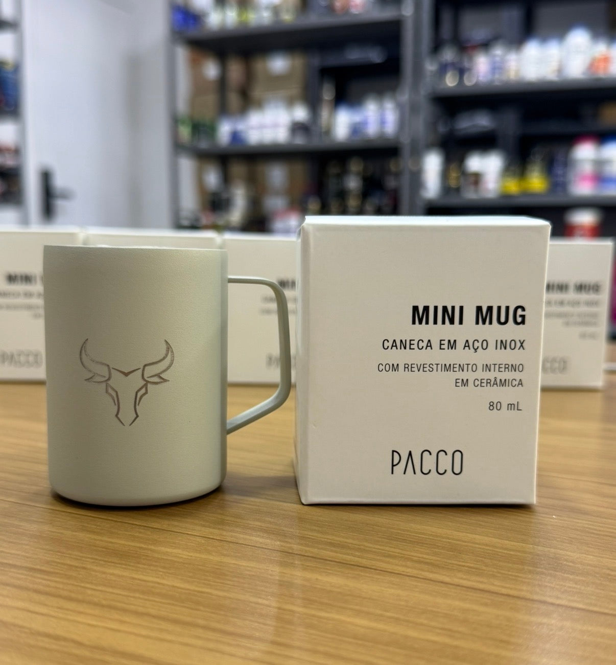 CANECA EM AÇO INOX + CERÂMICA - 80 ML