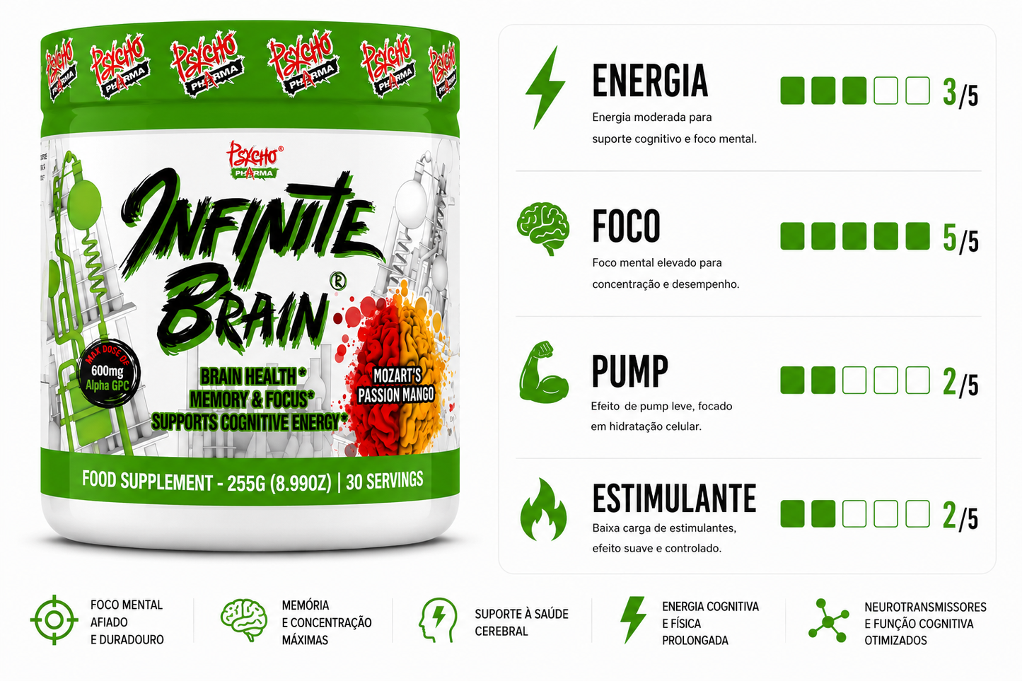 PRÉ TREINO INFINITE BRAIN NOOTRÓPICO - 240G