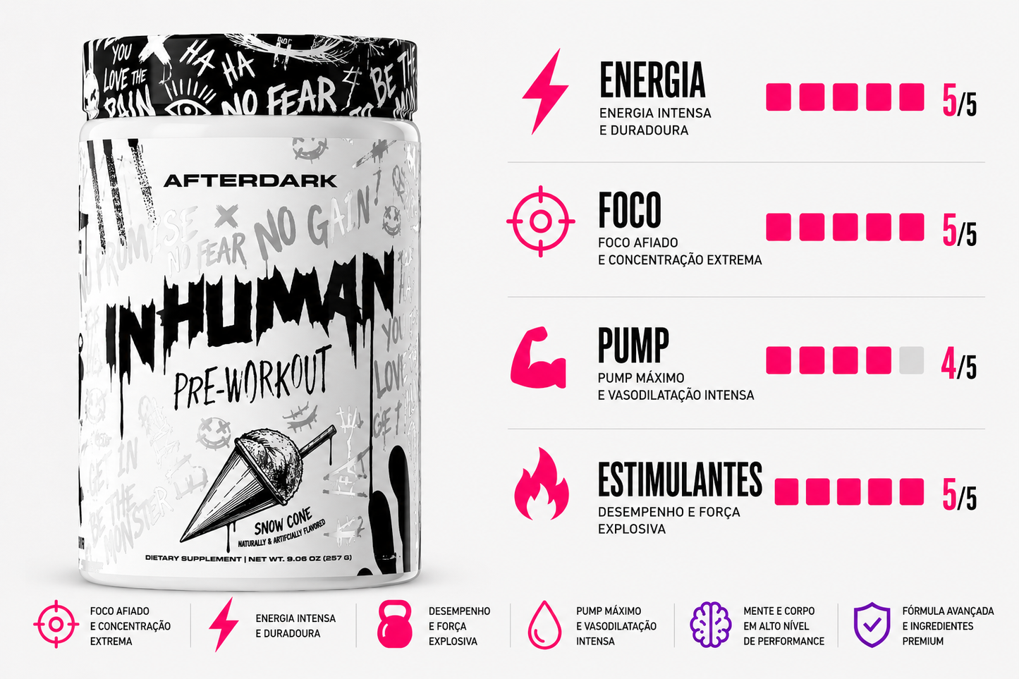 PRÉ TREINO AFTERDARK INHUMAN - 340G