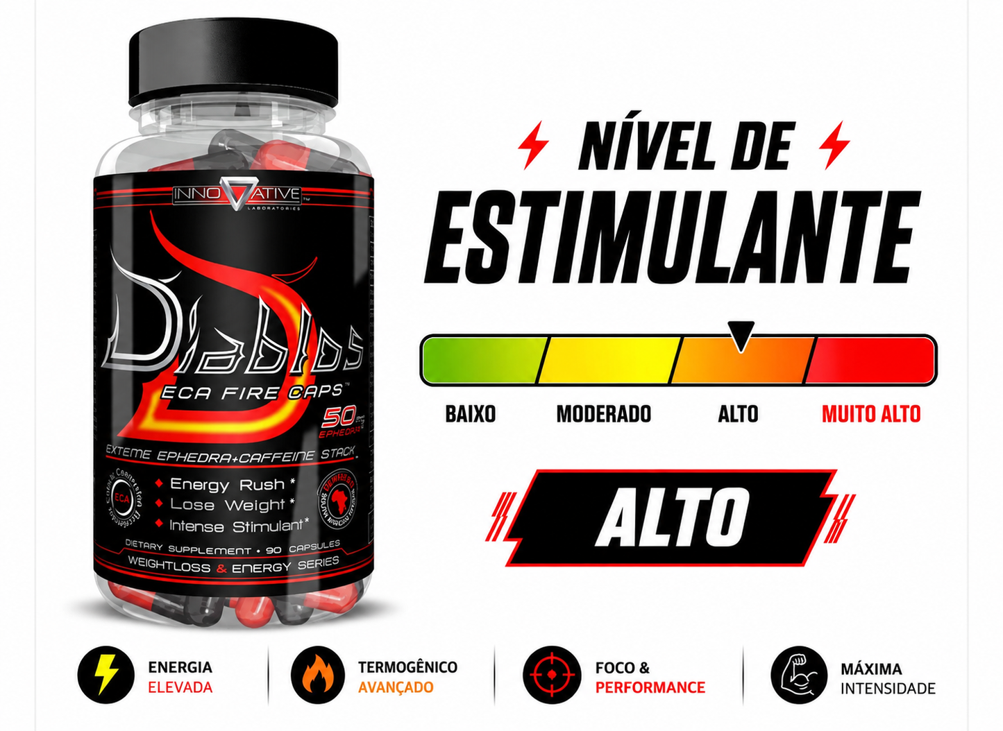TERMOGÊNICO DIABLOS ECA FIRE - 90 CAPSULES