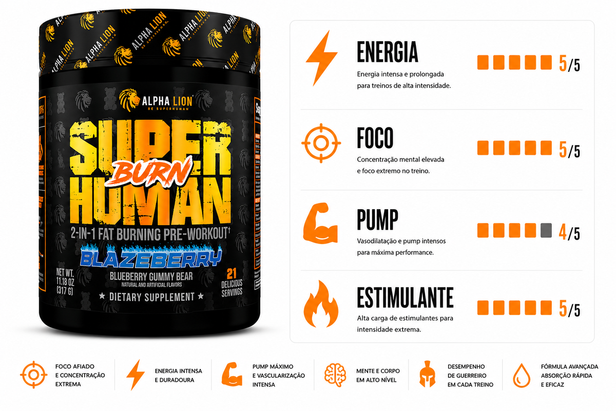 PRÉ TREINO + TERMOGÊNICO SUPER HUMAN 317G