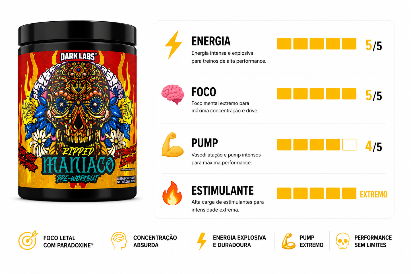 PRÉ TREINO CRACK RIPPED MANIACO - 305G