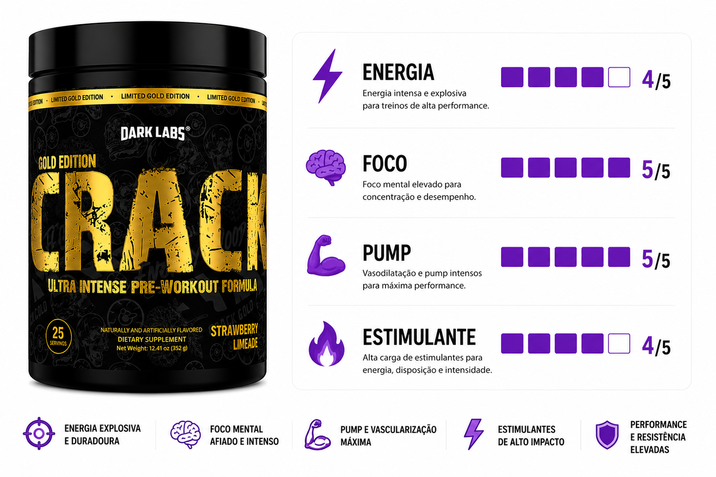 PRÉ TREINO CRACK GOLD - 353G
