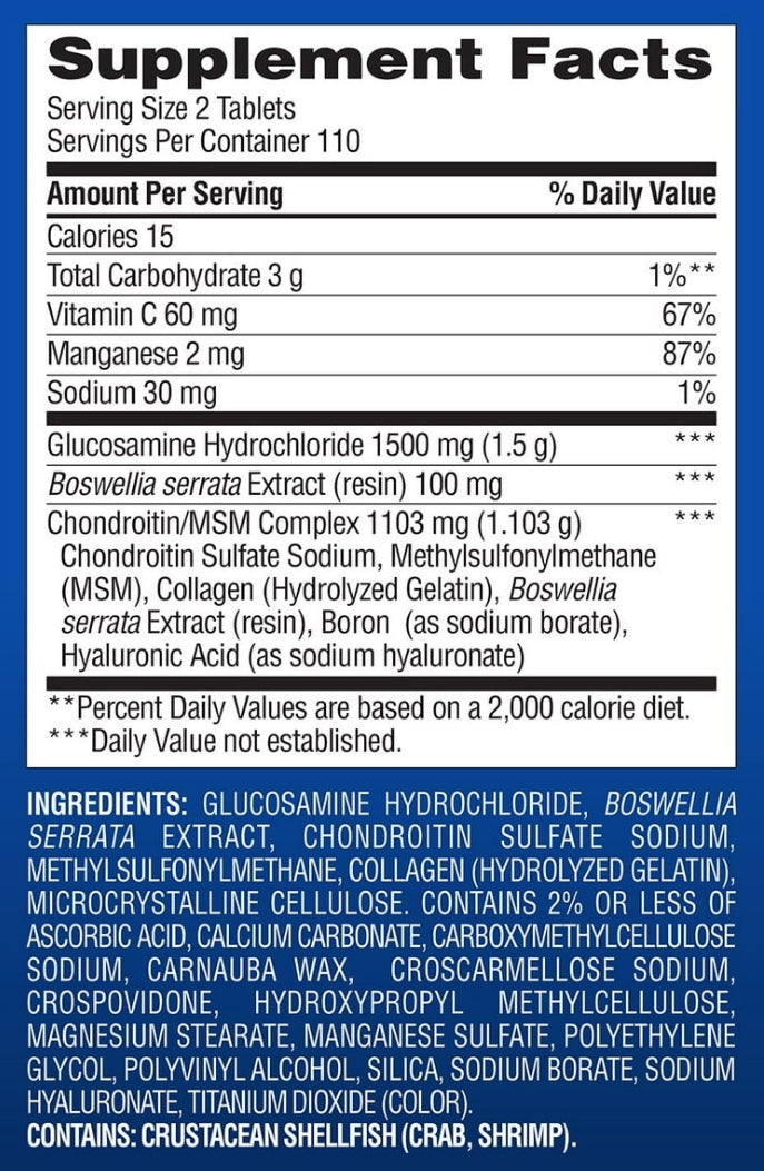 GLUCOSAMINA HCL + CONDROITNA MSM COMPLEX 220 TABLETES