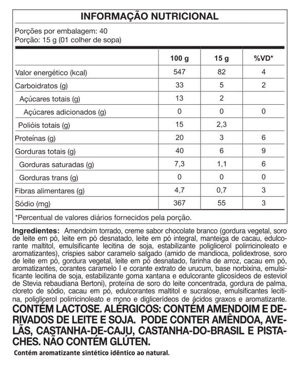 PASTA SEM ACÚCAR DE CARAMELO SALGADO BACIO DE LATTE 600G