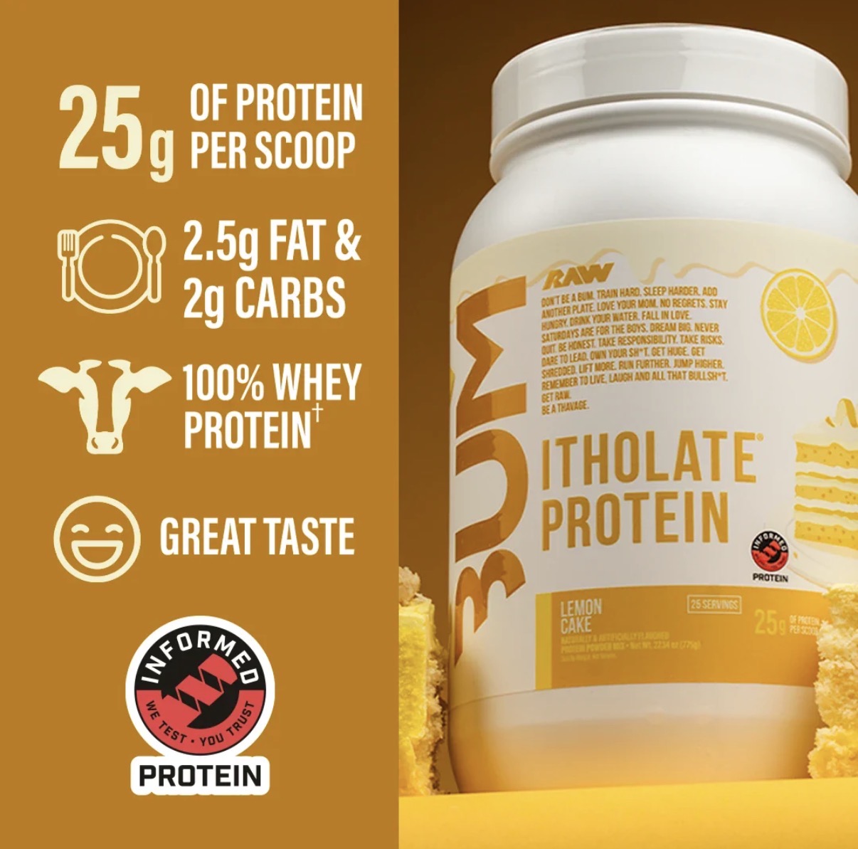 PROTEINA ISOLADA RAW LEMON CAKE - 775G