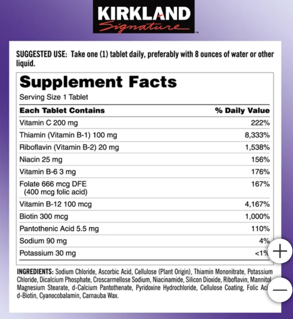 SUPER B-COMPLEX KIRKLAND - 500 TABLETES