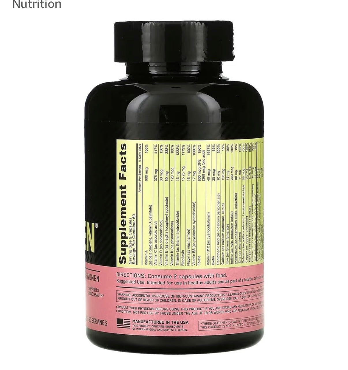 MULTIVITAMINICO IMPORTADO OPTI-WOMEN 120 CAPSULAS