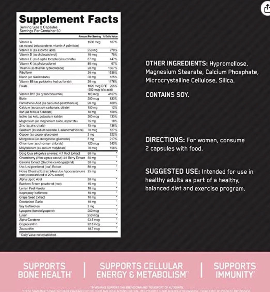 MULTIVITAMINICO IMPORTADO OPTI-WOMEN 120 CAPSULAS