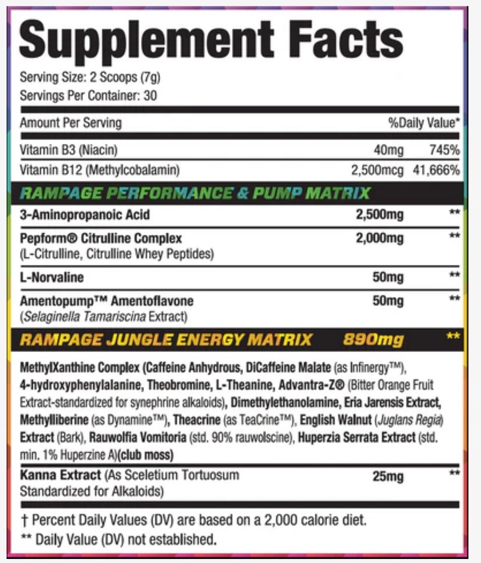 PRÉ TREINO RHINO RAMPAGE - 210G