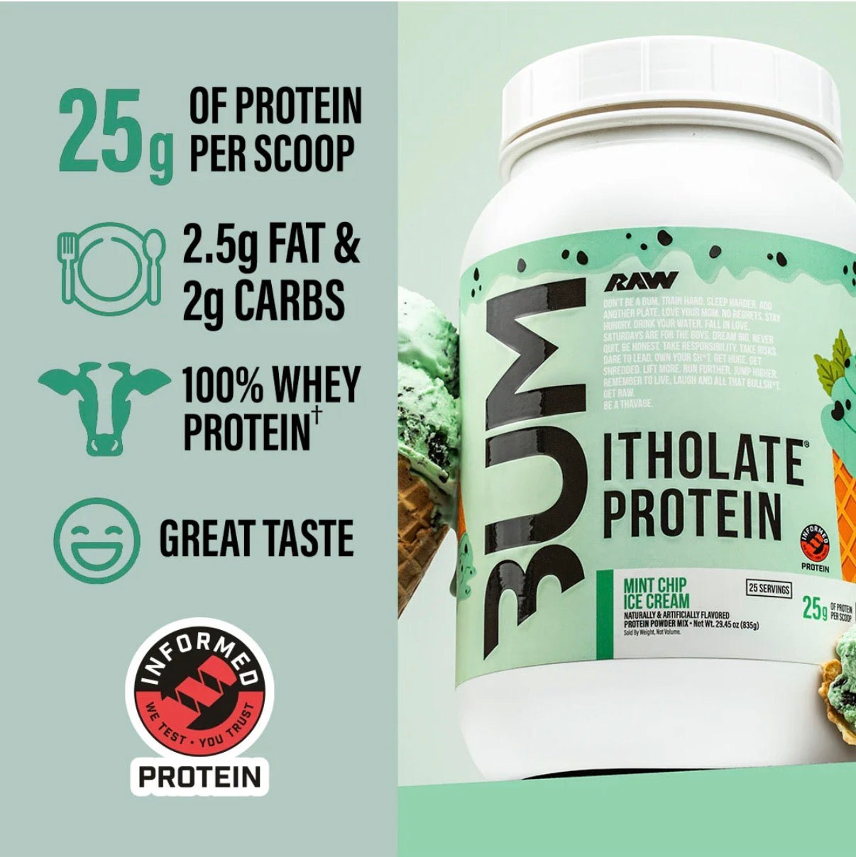 PROTEINA ISOLADA RAW CHOCOLATE COM MENTA 850G