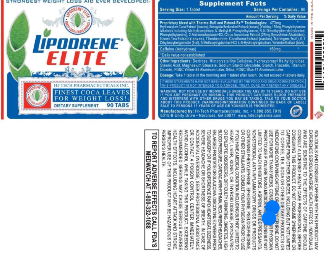 LIPODRENE ELITE IMPORTADO - 90 TABLETES