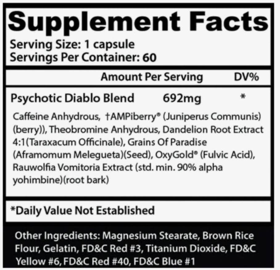 TERMOGÊNICO PSYCHOTIC DIABLO IMPORTADO - 60 CÁPSULAS