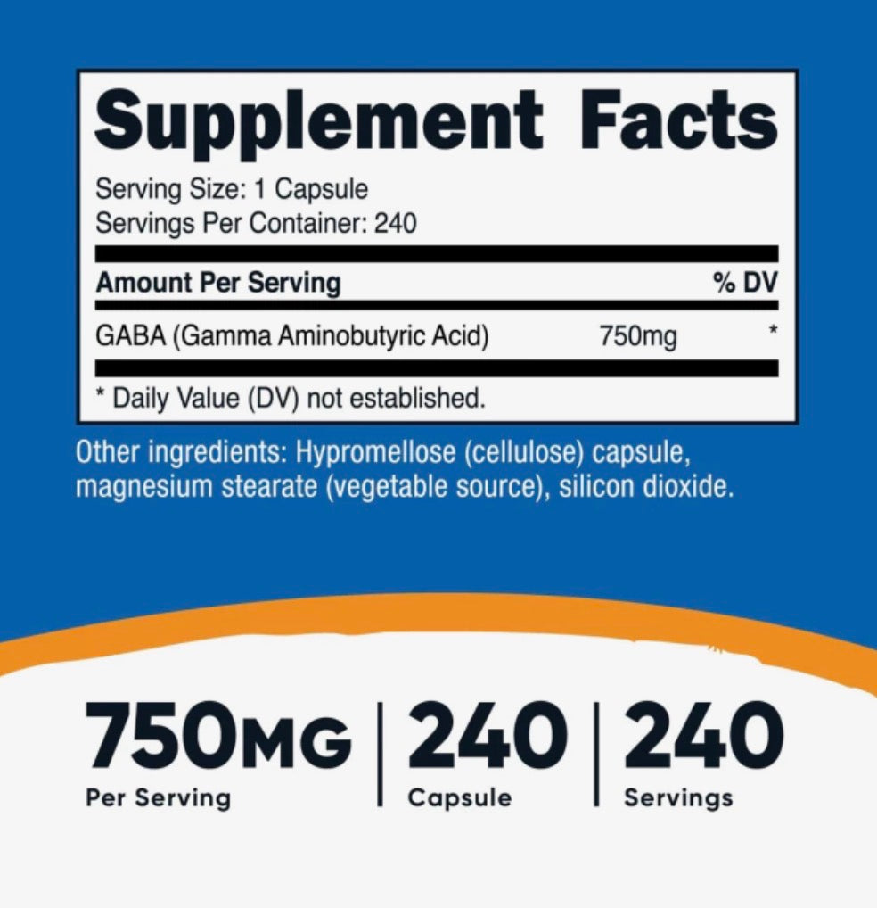 GABA NUTRICOST 750MG - 240 DOSES