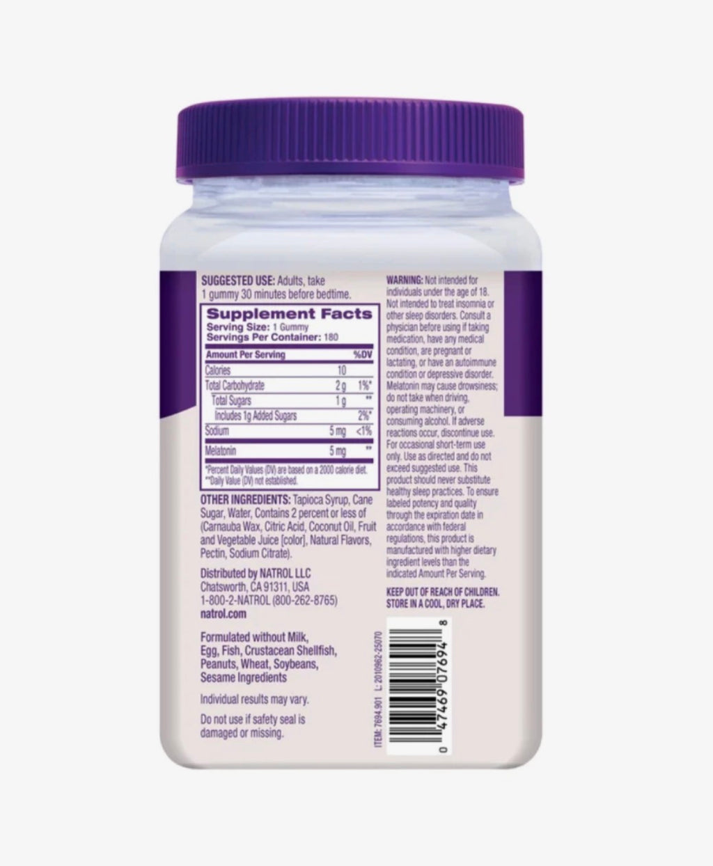 MELATONINA NATROL 5MG 180 GUMMIES (DOSES)