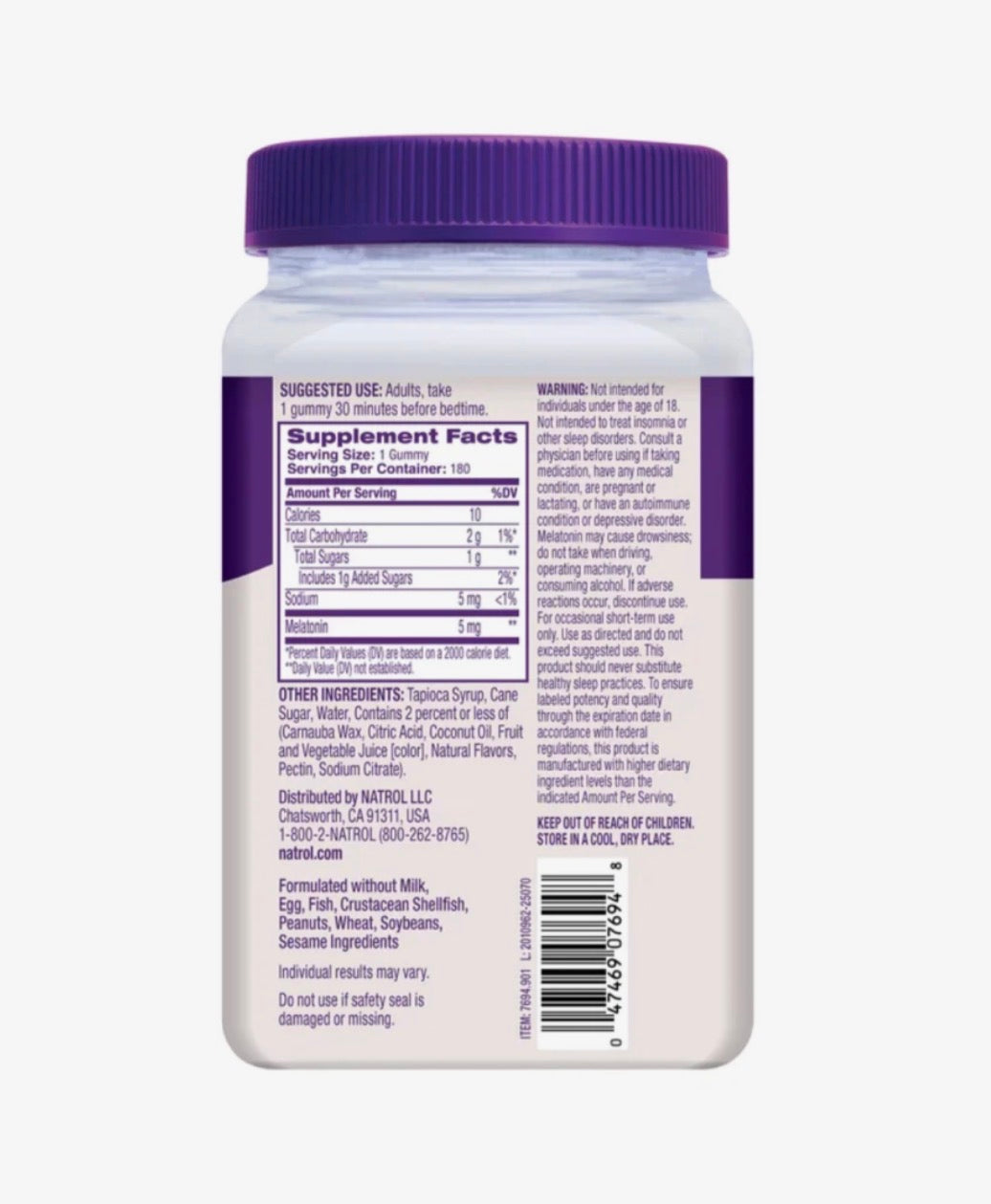 MELATONINA NATROL 5MG 180 GUMMIES (DOSES)
