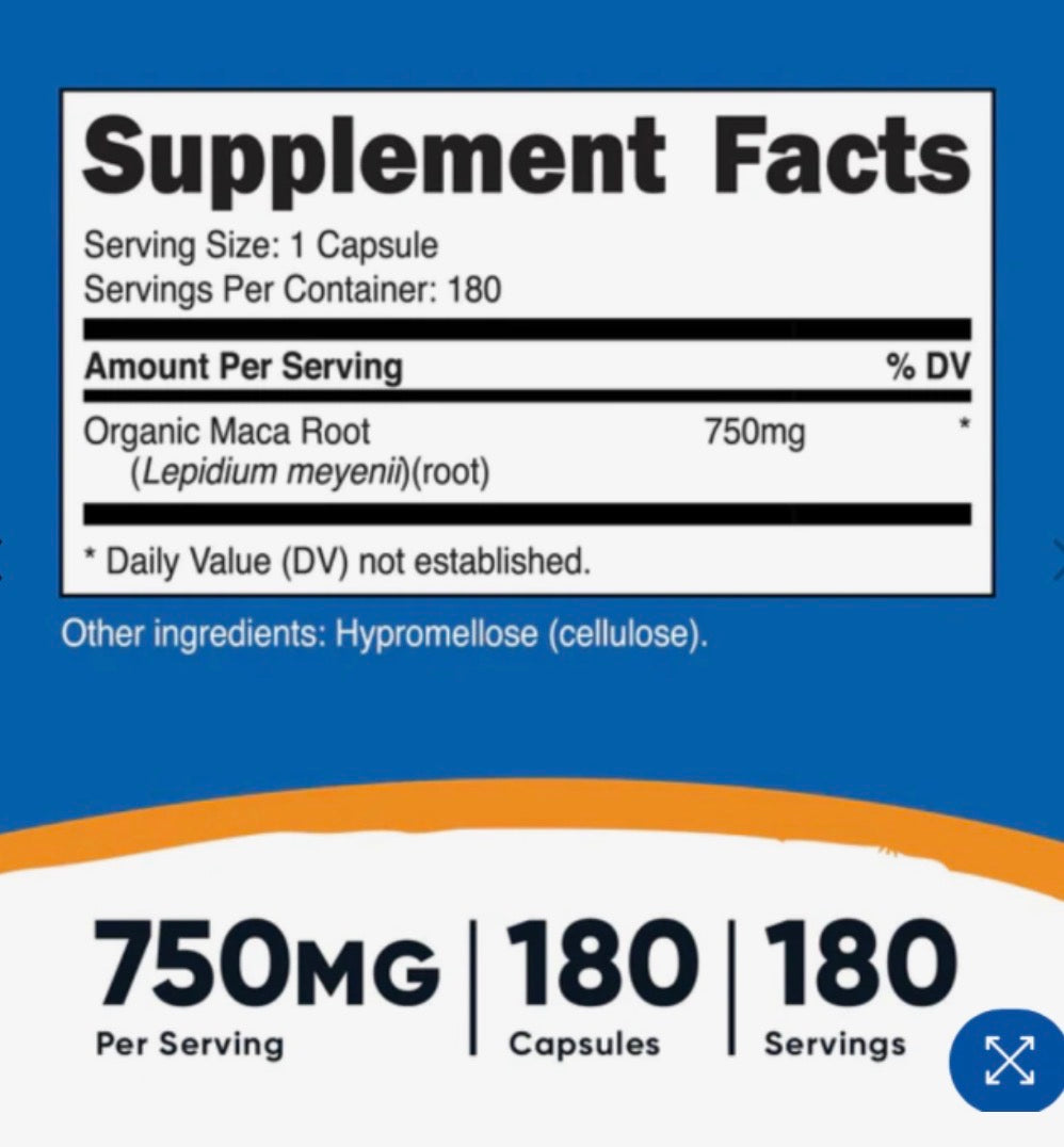 MACA PERUANA IMPORTADA - 180 CAPSULAS (RENDE 6 MESES)