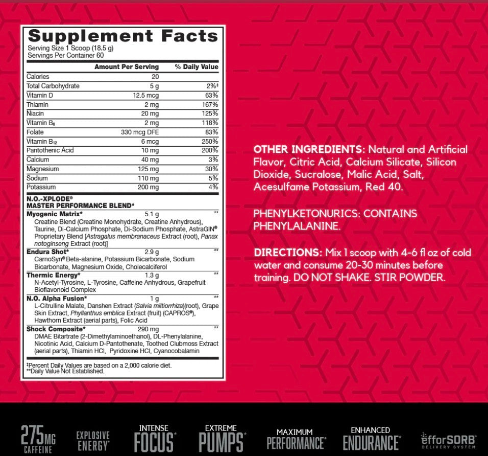 PRÉ TREINO NO XPLODE 1KG 60 DOSES