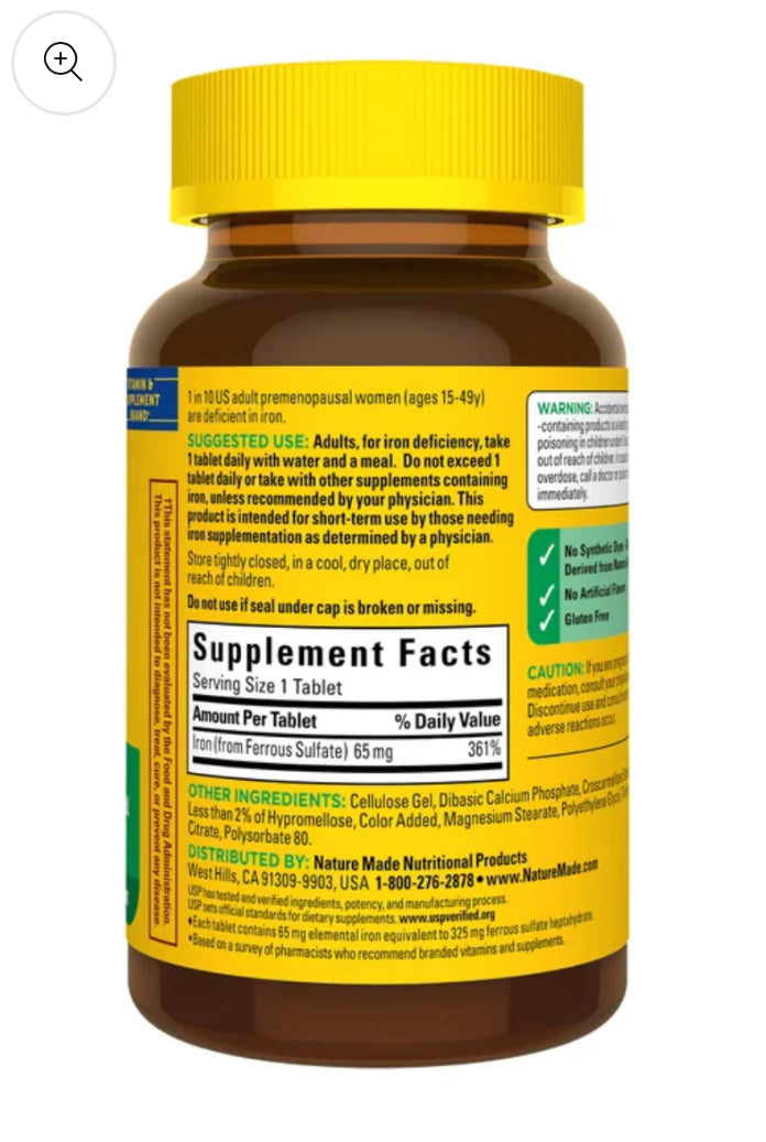 FERRO NATURE MADE 65MG - 365 DOSES
