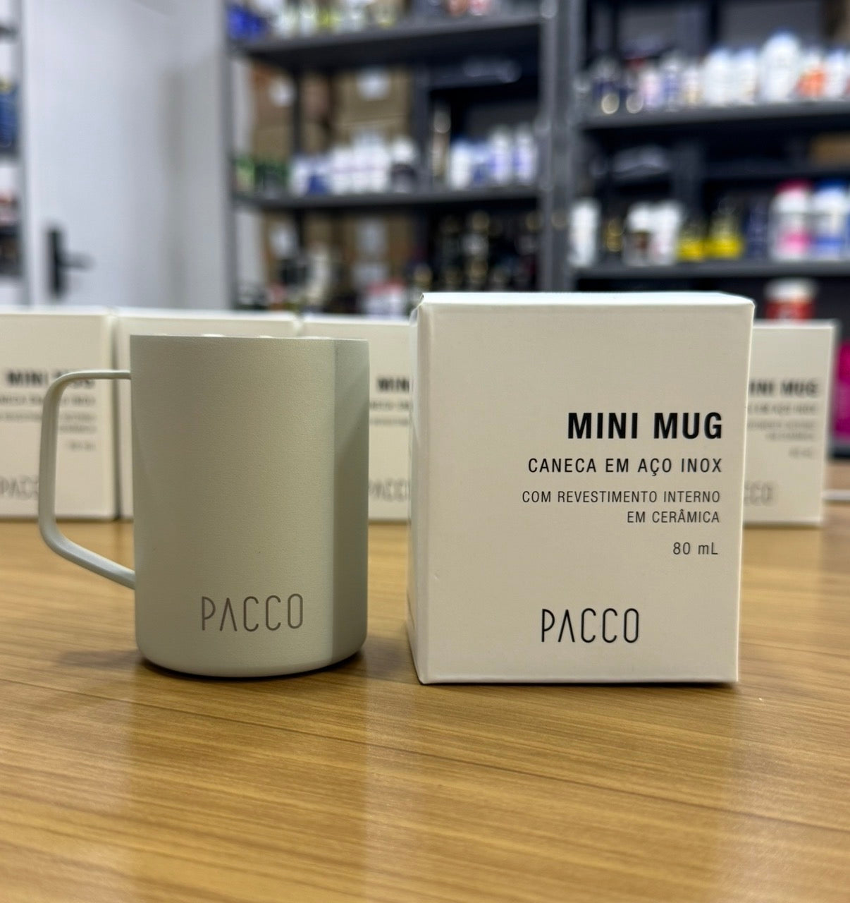 CANECA EM AÇO INOX + CERÂMICA - 80 ML