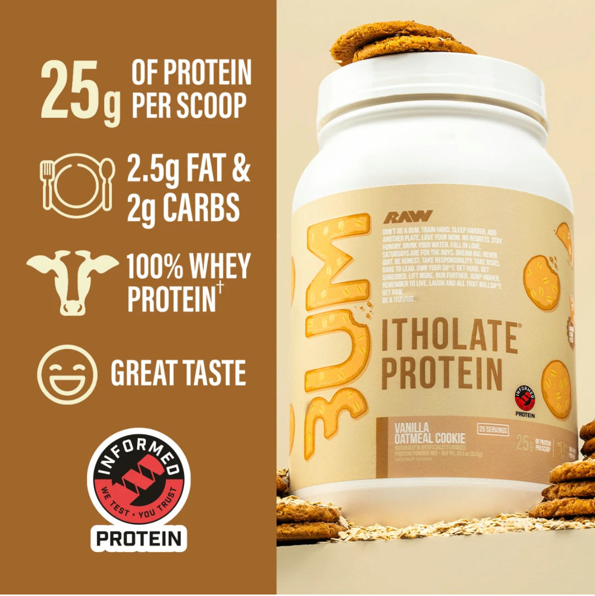 PROTEINA ISOLADA RAW VANILLA OATMEAL COOKIE 825G