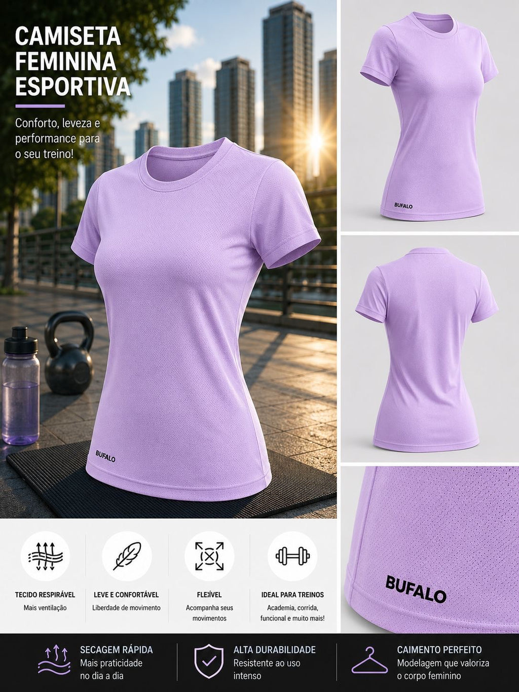CAMISAS FEMININA DRYFIT LILÁS