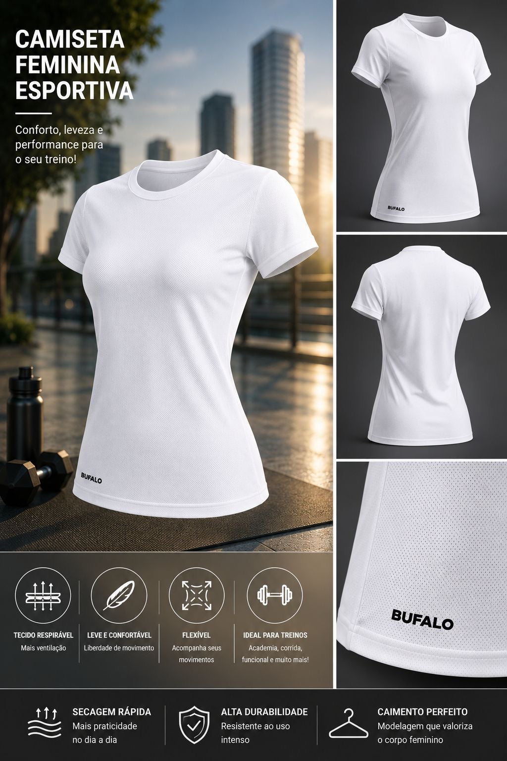 CAMISAS FEMININA DRYFIT BRANCA