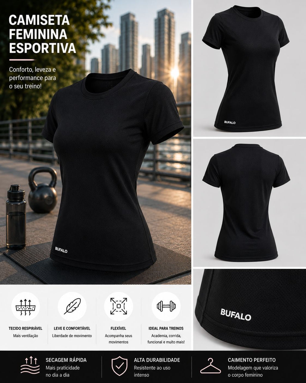 CAMISAS FEMININA DRYFIT PRETA