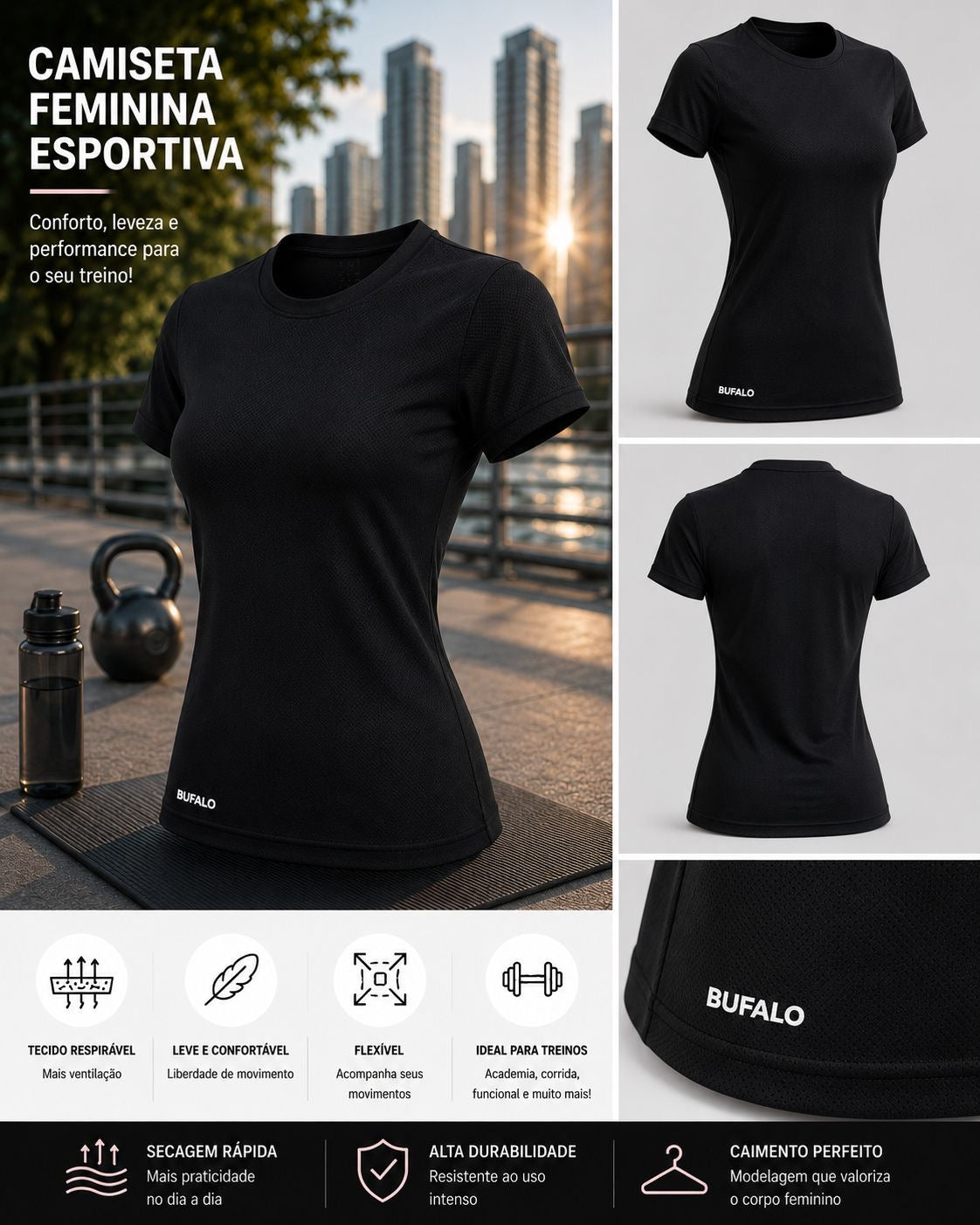 CAMISAS FEMININA DRYFIT PRETA